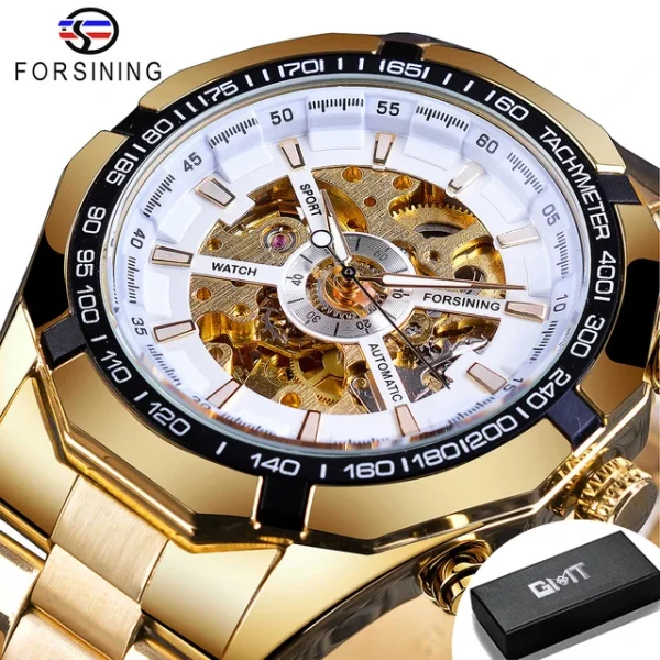 FORSINING Stainless Steel Waterproof Skeleton Watch | Luxury Mechanical Sport Wristwatch | Transparent Design - Image 17