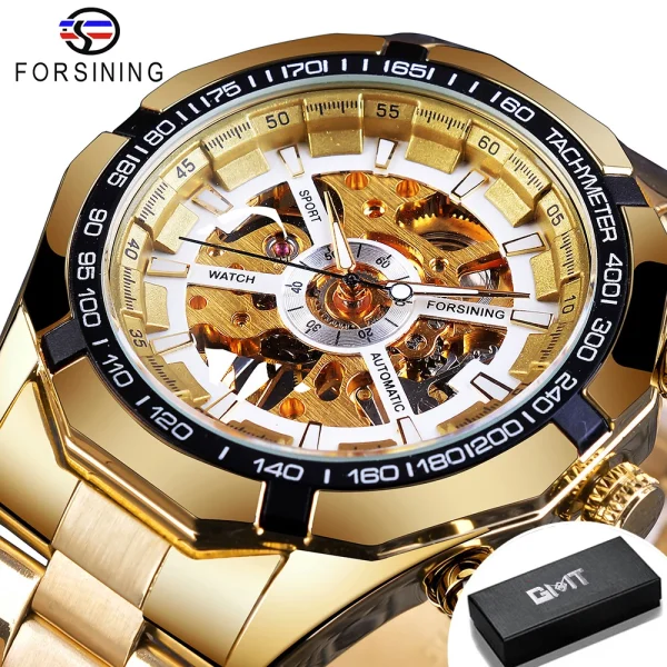 FORSINING Stainless Steel Waterproof Skeleton Watch | Luxury Mechanical Sport Wristwatch | Transparent Design - Image 12