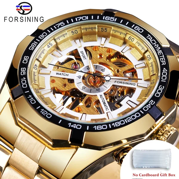 FORSINING Stainless Steel Waterproof Skeleton Watch | Luxury Mechanical Sport Wristwatch | Transparent Design - Image 13