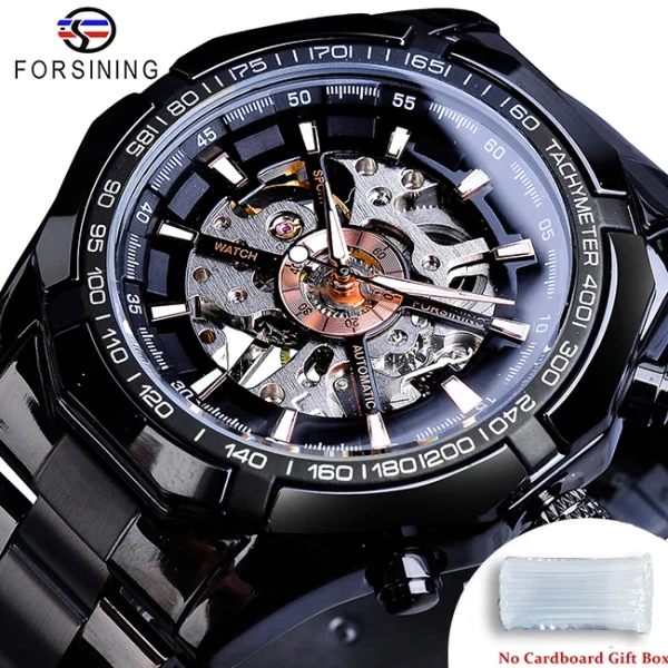 FORSINING Stainless Steel Waterproof Skeleton Watch | Luxury Mechanical Sport Wristwatch | Transparent Design - Image 15