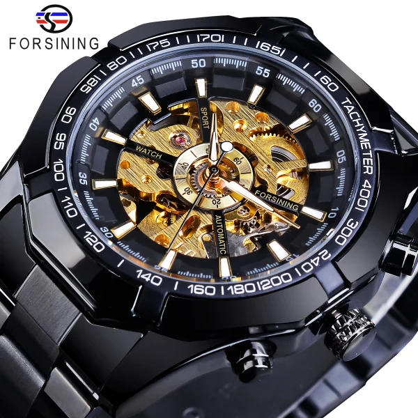 FORSINING Stainless Steel Waterproof Skeleton Watch | Luxury Mechanical Sport Wristwatch | Transparent Design - Image 20