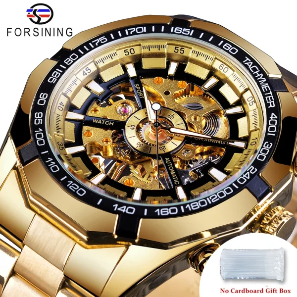 FORSINING Stainless Steel Waterproof Skeleton Watch | Luxury Mechanical Sport Wristwatch | Transparent Design - Image 11