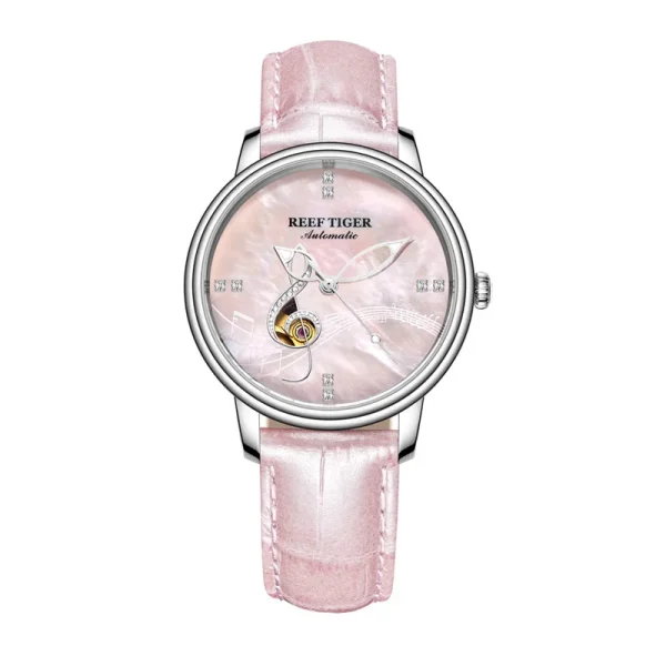 Reef Tiger Pink Dial Musical Notation Watch | Elegant Mechanical Analog Beauty RGA1582 - Image 7