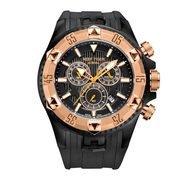 Reef Tiger/RT Sport Chronograph Date Quartz Watch | Yellow Gold Elegance RGA303 - Image 6