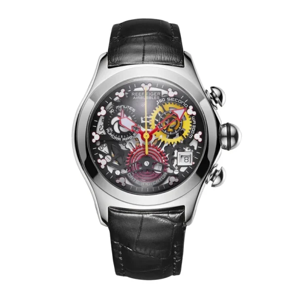 Reef Tiger/RT Sport Steel Skeleton Analog Watch | Genuine Leather Strap, Waterproof RGA7181 - Image 7