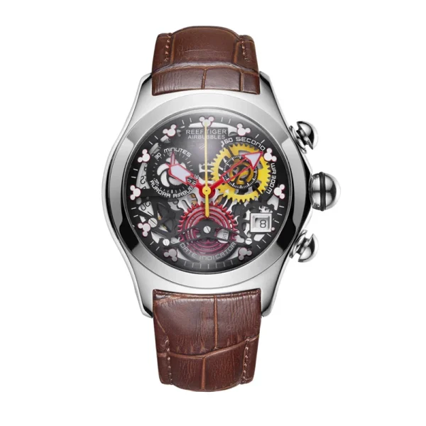 Reef Tiger/RT Sport Steel Skeleton Analog Watch | Genuine Leather Strap, Waterproof RGA7181 - Image 8