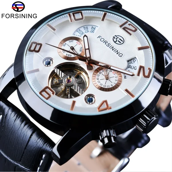 FORSINING Tourbillion Fashion Wave Black Golden Clock | Men's Automatic Mechanical Watch | Luxury Brand with Luminous & Calendar Features - Image 11