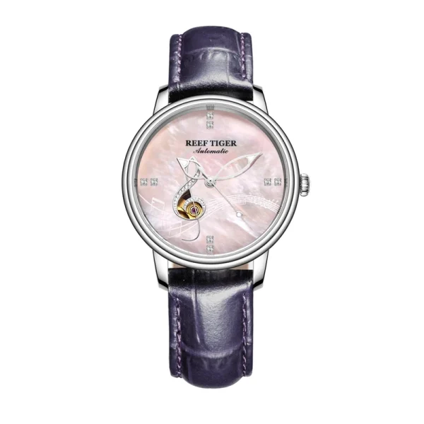 Reef Tiger Pink Dial Musical Notation Watch | Elegant Mechanical Analog Beauty RGA1582 - Image 3