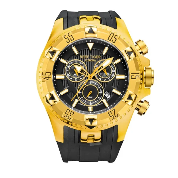 Reef Tiger/RT Sport Chronograph Date Quartz Watch | Yellow Gold Elegance RGA303 - Image 3