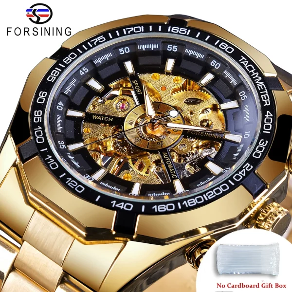 FORSINING Stainless Steel Waterproof Skeleton Watch | Luxury Mechanical Sport Wristwatch | Transparent Design - Image 9