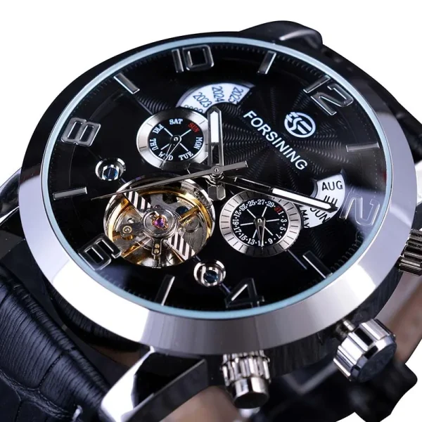 FORSINING Tourbillion Fashion Wave Black Golden Clock | Men's Automatic Mechanical Watch | Luxury Brand with Luminous & Calendar Features - Image 7