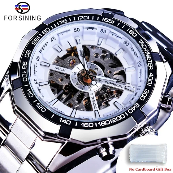 FORSINING Stainless Steel Waterproof Skeleton Watch | Luxury Mechanical Sport Wristwatch | Transparent Design - Image 7