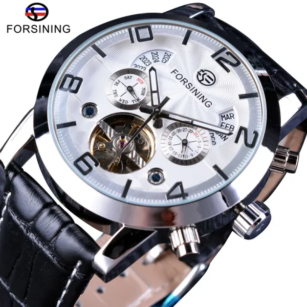 FORSINING Tourbillion Fashion Wave Black Golden Clock | Men's Automatic Mechanical Watch | Luxury Brand with Luminous & Calendar Features - Image 10