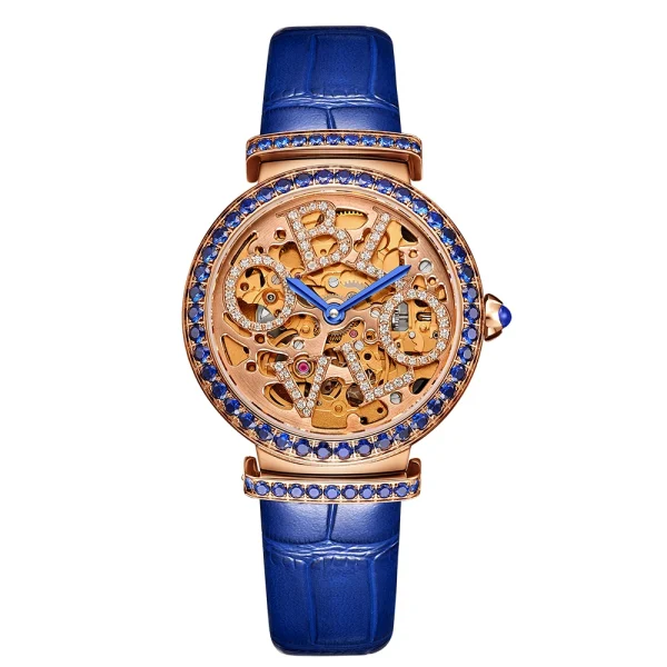 Reef Tiger Rose Gold Automatic Watch | Luxury Skeleton Wrist Watch | Sapphire Crystal, Water Resistant - Image 9