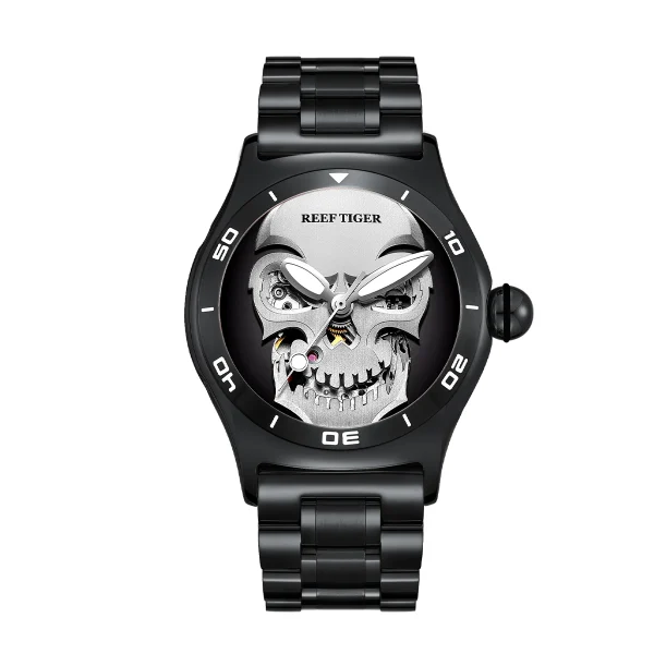 Reef Tiger/RT Luxury Sport Skull Skeleton Automatic Steel Bracelet Watch - RGA70S7 - Image 3