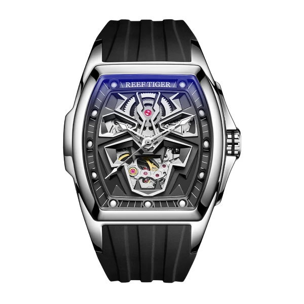 REEF TIGER Panther Automatic Full Black Tonneau Lumious Waterproofc Mechanical Watch RGA3061-LEO - Image 2