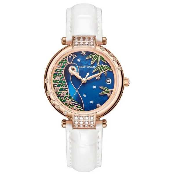 Reef Tiger/RT PEACOCK Luxury Women's Rose Gold Automatic Mechanical Watch RGA1587 - Image 2