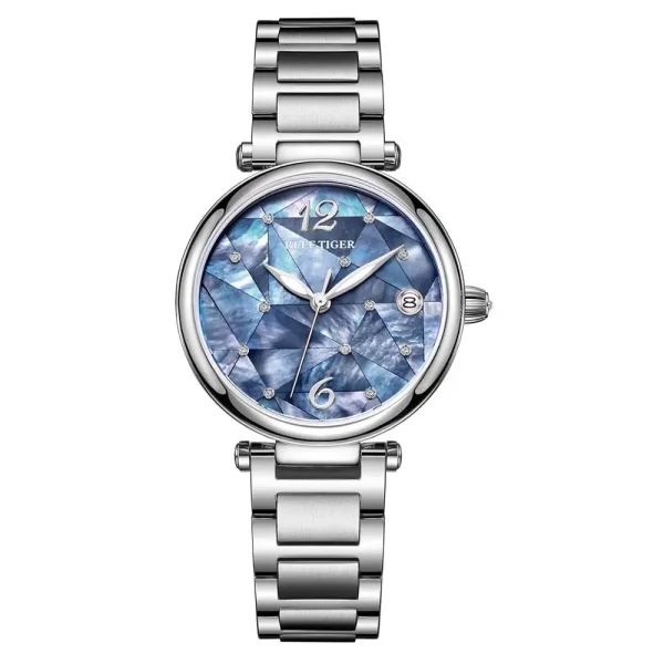 Reef Tiger RT Fashion Ladies Watch Rose Gold Blue Dial Mechanical Watch - Image 5