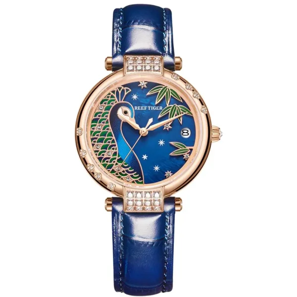 Reef Tiger/RT PEACOCK Luxury Women's Rose Gold Automatic Mechanical Watch RGA1587 - Image 7