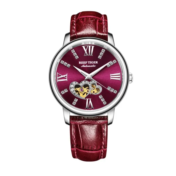 Reef Tiger RT Luxury Ladies Watch Rose Gold Red Automatic Fashion Watches RGA1580 - Image 9