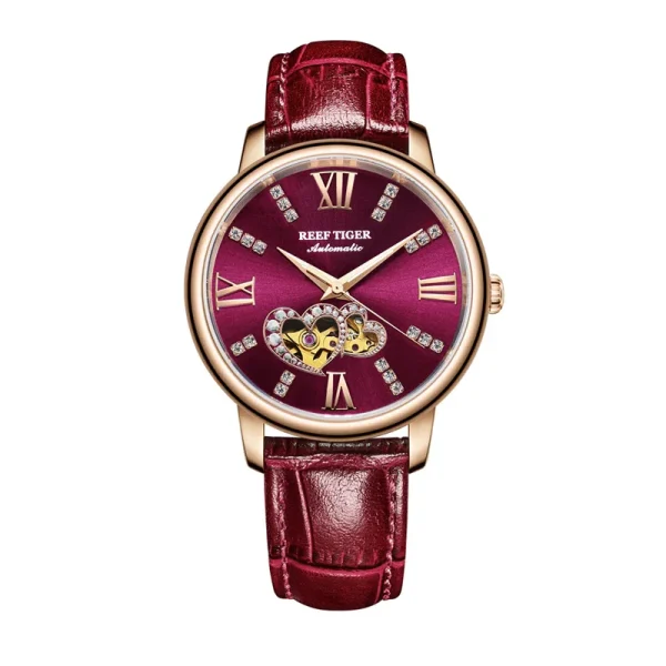 Reef Tiger RT Luxury Ladies Watch Rose Gold Red Automatic Fashion Watches RGA1580 - Image 4