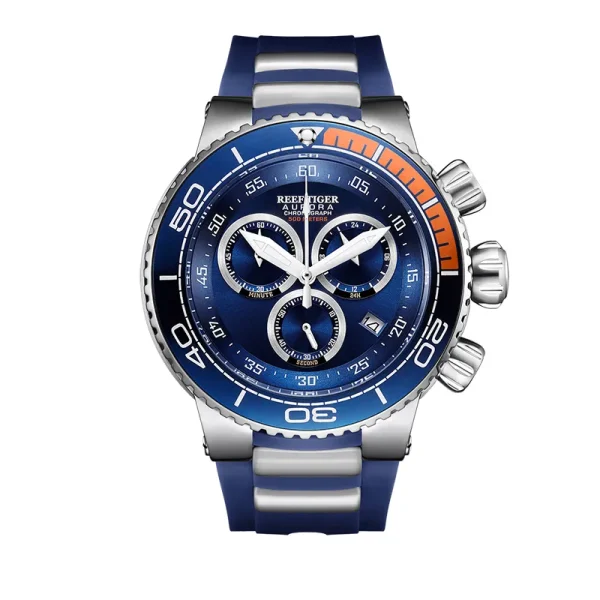 Upgrade Your Style with Reef Tiger/RT Luxury Blue Sport Watch - Water Resistant, Stainless Steel, Fashionable Military Timepiece!