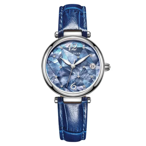 Reef Tiger RT Fashion Ladies Watch Rose Gold Blue Dial Mechanical Watch - Image 7