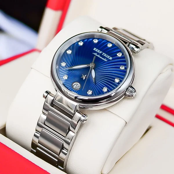 Reef Tiger/RT NORTH STAR Fashion Ladies Watch Blue Dial Steel Bracelet Automatic - RGA1590