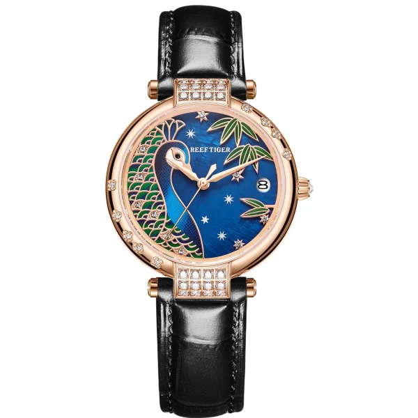 Reef Tiger/RT PEACOCK Luxury Women's Rose Gold Automatic Mechanical Watch RGA1587 - Image 3