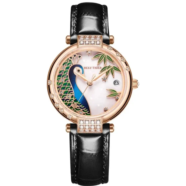 Reef Tiger/RT PEACOCK Luxury Women's Rose Gold Automatic Mechanical Watch RGA1587 - Image 5