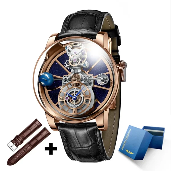 Pindu Man Wristwatch | Celestial Roulette Quartz | Water Resistant Leather | Fashion Men's Watch - Image 11