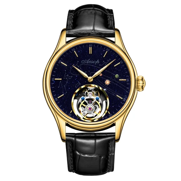 Super AESOP Flying Tourbillon Watch for Men | Milky Way Star Dial | Luxury Steel Band Mechanical Watches - Image 6