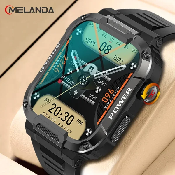 MELANDA 1.85 Outdoor Military Smart Watch Men | Bluetooth Call Smartwatch | IP68 Waterproof Fitness Tracker