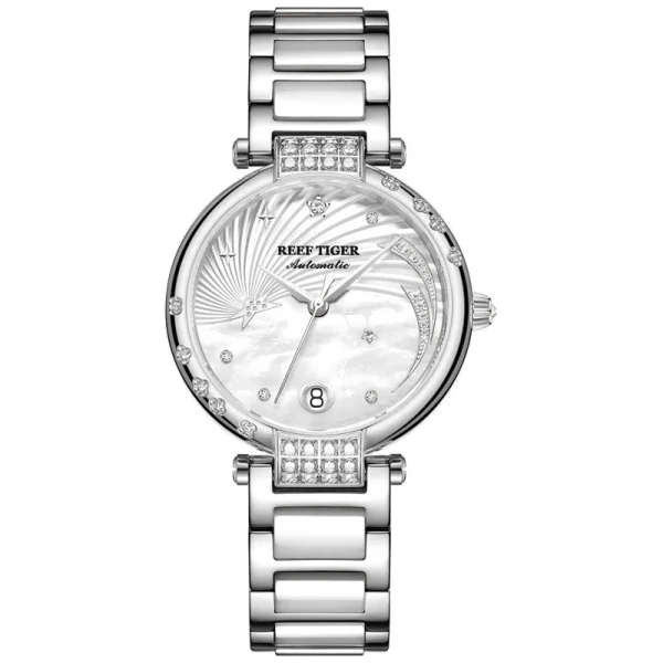 Reef Tiger/RT Star Time Luxury Women's Watch - Ceramic Bracelet Diamond Automatic Mechanical Timepiece RGA1592 - Image 7