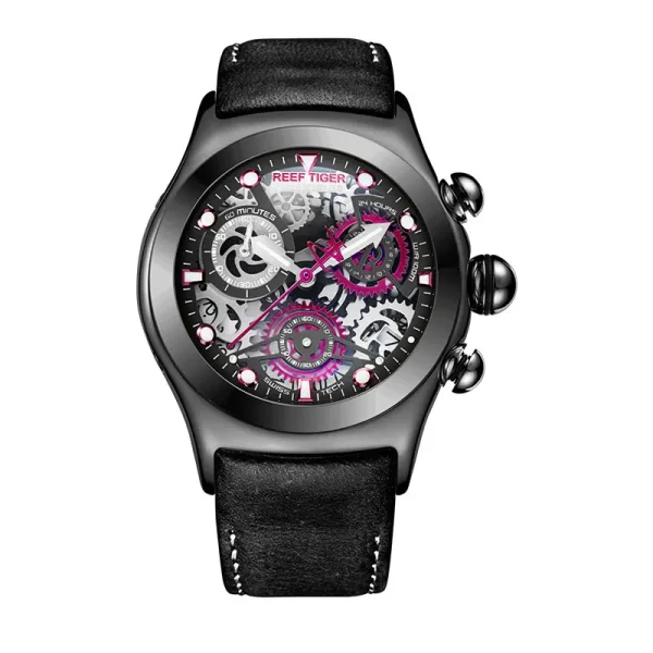 Reef Tiger/RT Aurora Big Bang Men's Sport Watch | Chronograph, Skeleton Dial, Date, Steel - RGA792-YB - Image 2