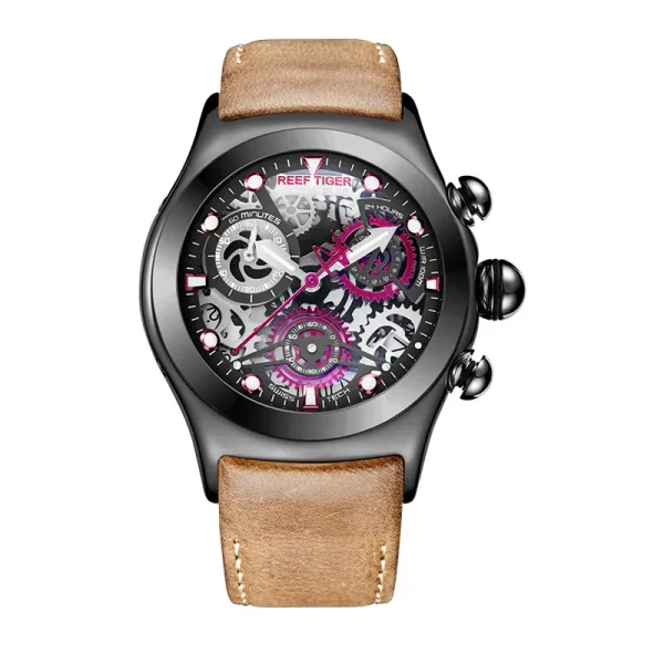 Reef Tiger/RT Aurora Big Bang Men's Sport Watch | Chronograph, Skeleton Dial, Date, Steel - RGA792-YB - Image 3