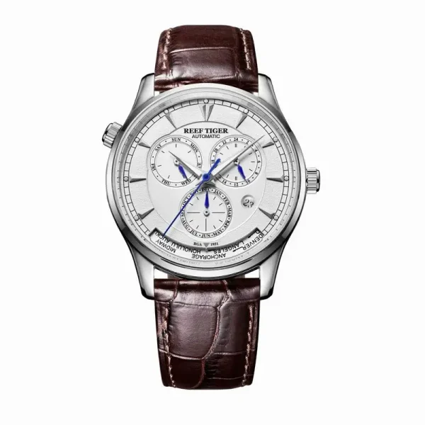 Reef Tiger/RT Geographer Automatic World Time Men's Watch | White Dial Steel - RGA1951-YW - Image 8