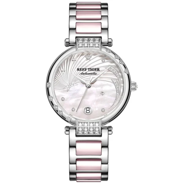 Reef Tiger/RT Star Time Luxury Women's Watch - Ceramic Bracelet Diamond Automatic Mechanical Timepiece RGA1592 - Image 6