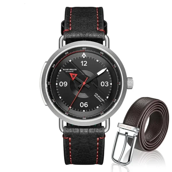 Reef Tiger Limited Edition Discover PVD Black Leather Strap & Belts Set