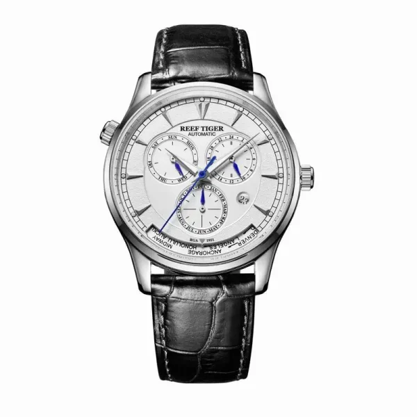 Reef Tiger/RT Geographer Automatic World Time Men's Watch | White Dial Steel - RGA1951-YW - Image 9