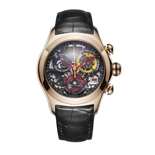 Reef Tiger/RT Mickey Ladies Skeleton Fashion Watch - Rose Gold Date Luxury Timepiece RGA7181-PBLR - Image 2