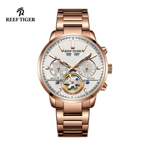 Reef Tiger/RT Luxury Tourbillon Watch | Automatic Mechanical | Stainless Steel Bracelet RGA1667 - Image 6