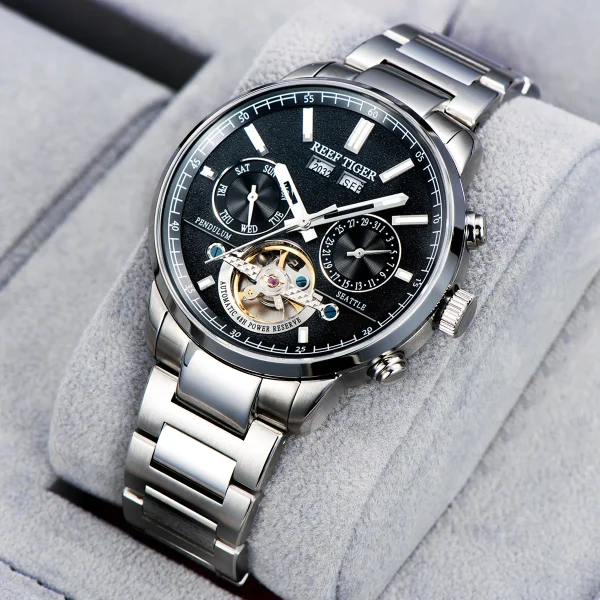 Reef Tiger/RT Luxury Tourbillon Watch | Automatic Mechanical | Stainless Steel Bracelet RGA1667