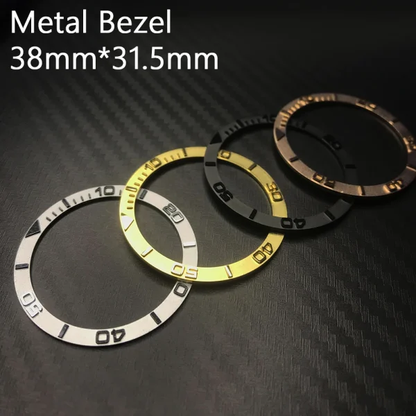 Flat Metal Bezel Inserts 38*31.5mm Gold/Silver/Black/Rosegold Colors Mod Watch Replacement Parts Suitable for Model: SKX007/SKX007