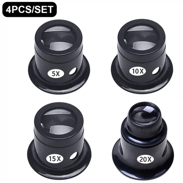 DQG 4-Piece Eye Loupe Magnifiers Set: Precision Watch Repair Tool Kit